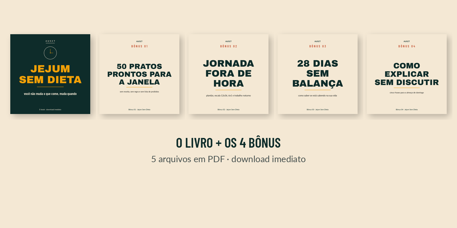 O livro Jejum Sem Dieta e os quatro bônus, em PDF